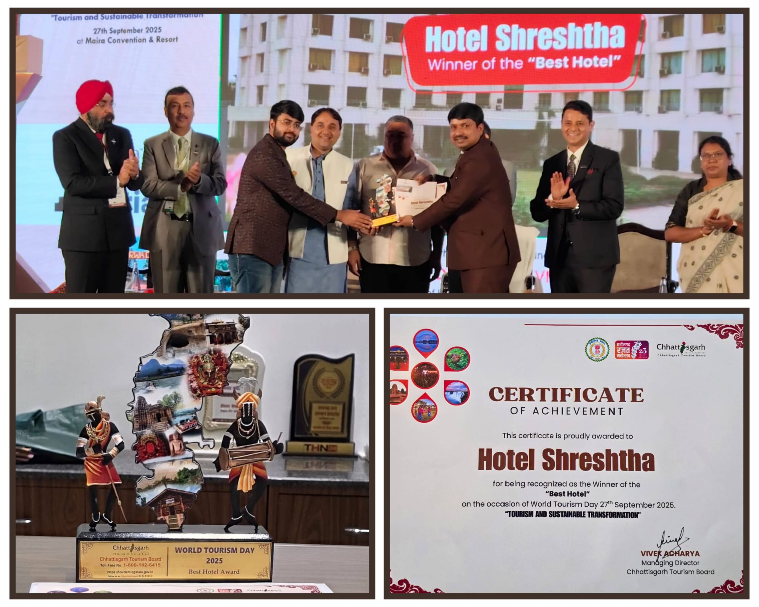 आतिथ्य सत्कार की बेहतर सेवा के लिए ‘श्रेष्ठा’ को मिला 2025 का “द बेस्ट होटल अवॉर्ड”